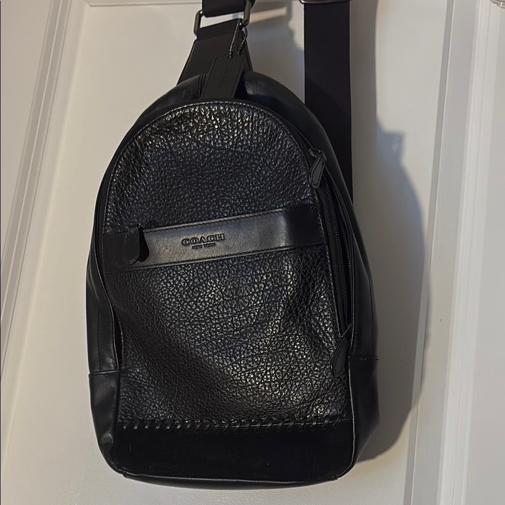 Coach Black Belt Bag with Textured Leather